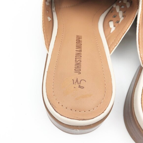 JOHNSTON & MURPHY Ali Woven Tassel Mule Bone Glove Leather Womens 6.5 - Picture 7 of 8